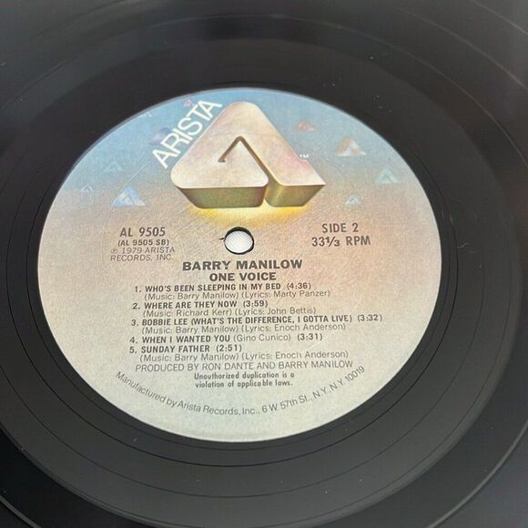 LP Vinyl Barry Manilow One Voice with Dust Cover and Sleeve - Picture 11 of 11